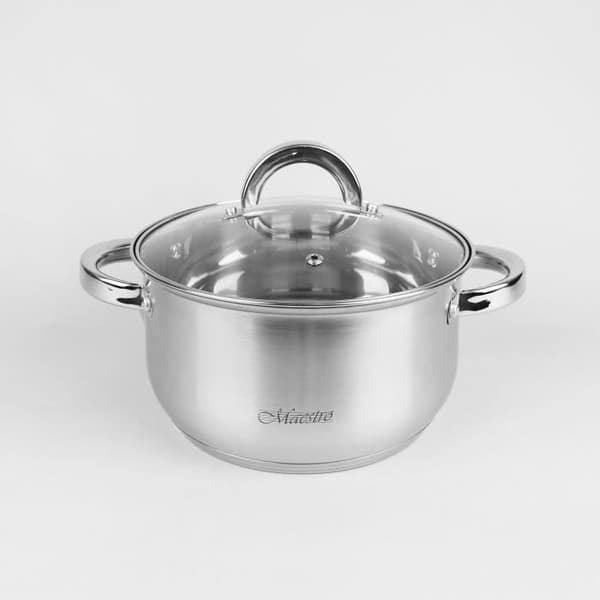 Induktionskastrullset i rostfritt stål 6 delar 3 lock av härdat glas Maestro MR-2120-6L Silver 59109