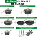 Miniatyrbild 2 av 6: Just Perfecto 15 Delars Induktionspannor Set - Set med kastruller med silikontäckta lock för alla värmekällor