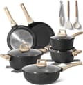 Miniatyrbild 1 av 6: Just Perfecto 15 Delars Induktionspannor Set - Set med kastruller med silikontäckta lock för alla värmekällor