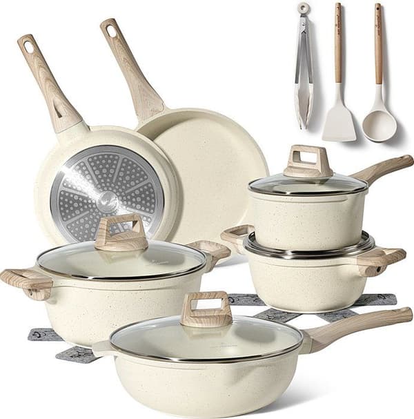 Just Perfecto 15 Delars Induktionspannor Set - Set med kastruller med silikontäckta lock för alla värmekällor