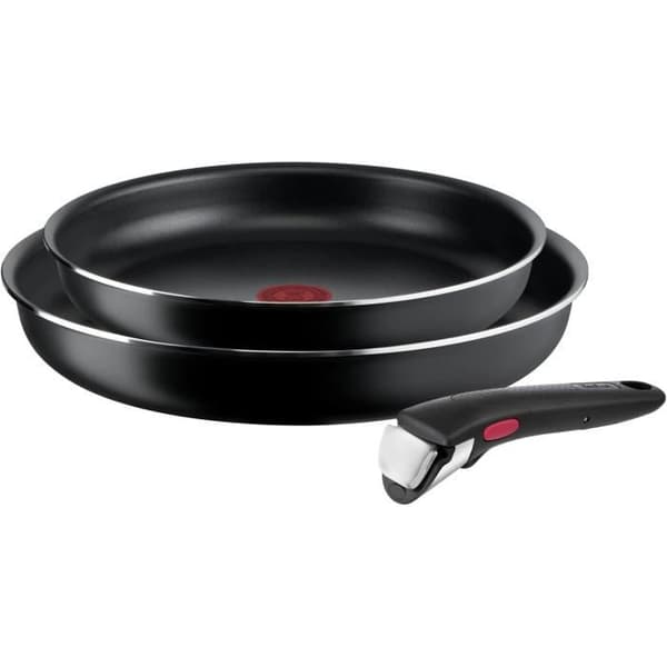 Tefal Ingenio Set med 2 stekpannor 24/28 cm + avtagbart handtag, Non-stick beläggning, Stapelbara, Diskmaskinskompatibla, Thermo-Signa