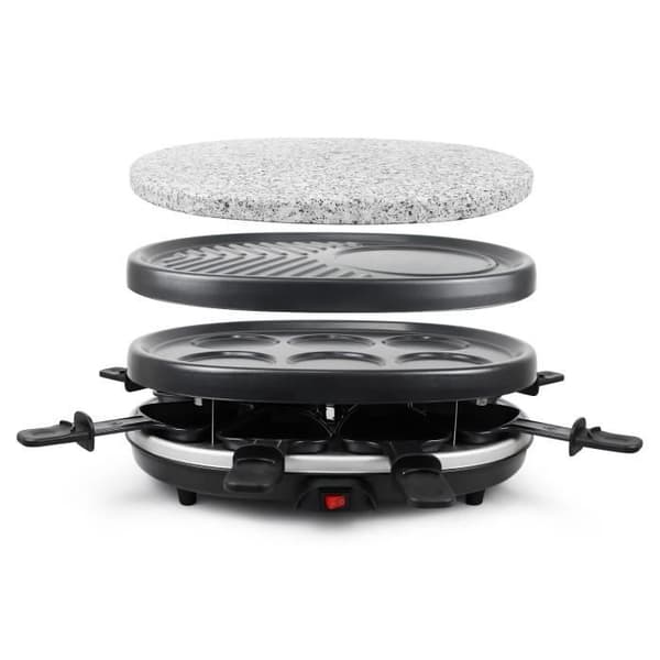 3 i 1 racletteset, naturstensgrill, svart, komplett uppsättning av grillar, material: 304 rostfritt stål