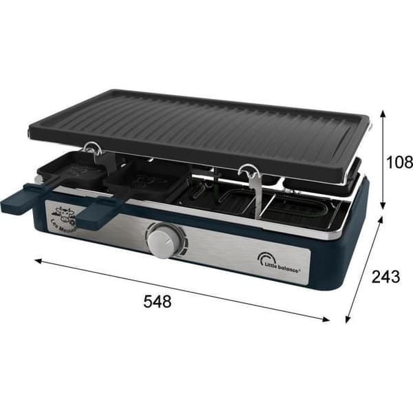 Apparat för raclette LITTLE BALANCE - Maxi Grill &amp; Cheese - För upp till 8 personer - Design Meuuuh - 1400W