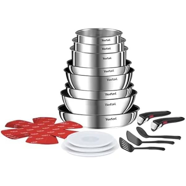 Tefal Ingenio 20-delad kokkärl, stekpannor, kastruller, 2 avtagbara handtag, induktion, non-stick beläggning,