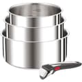 Miniatyrbild 1 av 4: Tefal Ingenio Set med 4 delar, Kastruller 161820 cm 1 avtagbart handtag, Induktion, Rostfritt stål, Stapelbar, Platsbesparing