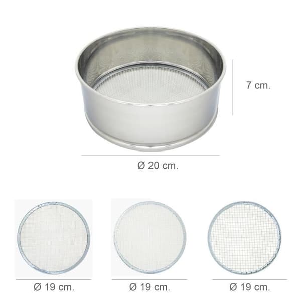 Harinero Tamizador Acero rostfritt stål Ø 20 cm. Con 3 Utbytbara Mallas