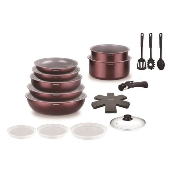 Kokkärlsset - Alla värmekällor inklusive induktion - ARTHUR MARTIN - AM2503 - Aluminium - 18 delar - Avtagbart handtag