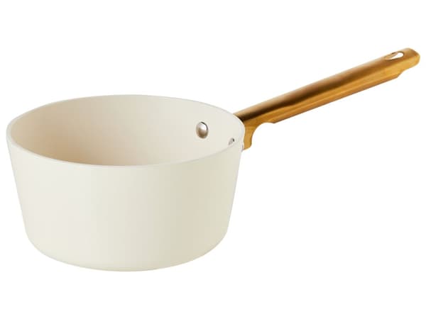 Sæt med 10 stk. gryder og pander i knækket hvid aluminium med non-stick keramisk belægning