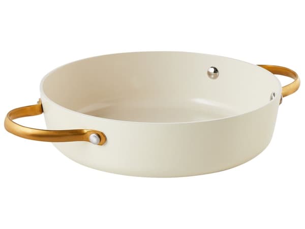 Sæt med 10 stk. gryder og pander i knækket hvid aluminium med non-stick keramisk belægning