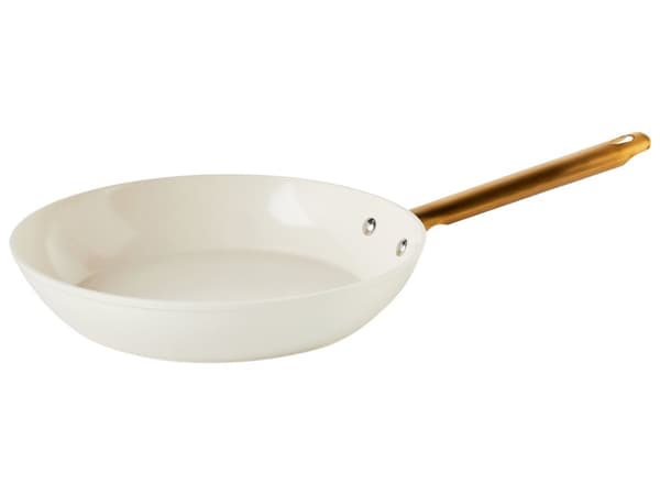 Sett med 3 Stekepanner Off-White Aluminium Keramisk Belegg Non-Stick med Håndtak i 3 Størrelser