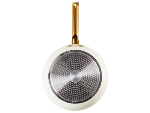 Sett med 3 Stekepanner Off-White Aluminium Keramisk Belegg Non-Stick med Håndtak i 3 Størrelser