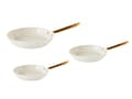 Miniatyrbilde 8 av 8: Sett med 3 Stekepanner Off-White Aluminium Keramisk Belegg Non-Stick med Håndtak i 3 Størrelser