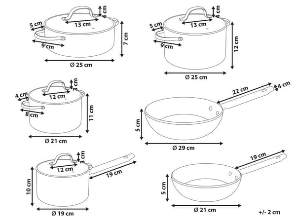 10-delers Grytesett Svart Aluminium Keramisk Belegg Non-Stick 3 Kasseroller med Lokk 2 Stekepanner
