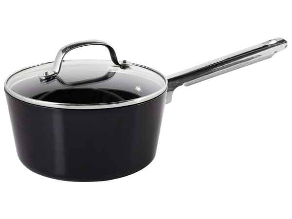 10-delers Grytesett Svart Aluminium Keramisk Belegg Non-Stick 3 Kasseroller med Lokk 2 Stekepanner
