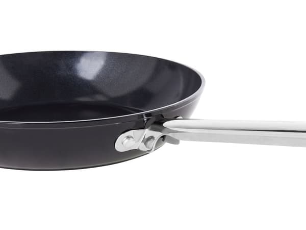 Sett med 3 Stekepanner Svart Aluminium Keramisk Belegg Non-Stick med Håndtak i 3 Størrelser