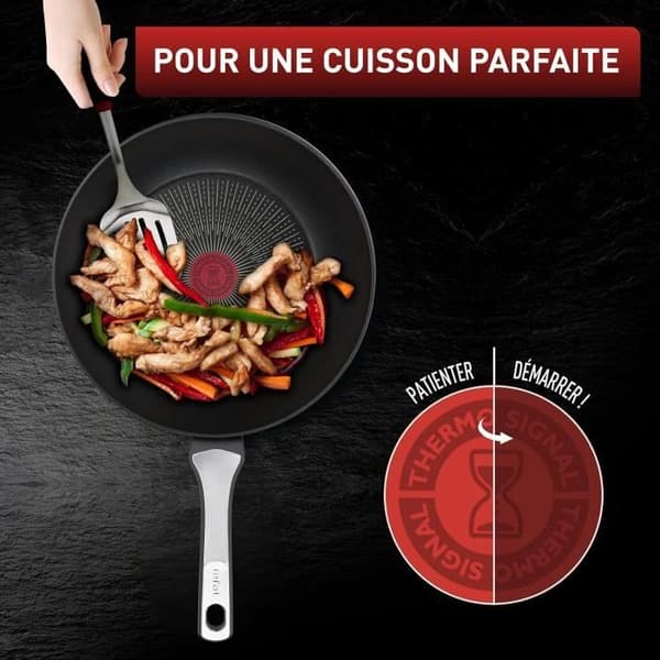 Sauteuse Tefal Unlimited 24 cm med glaslock, Induktion, Rivtålig non-stick beläggning, Thermo-Signal, Tillverkad