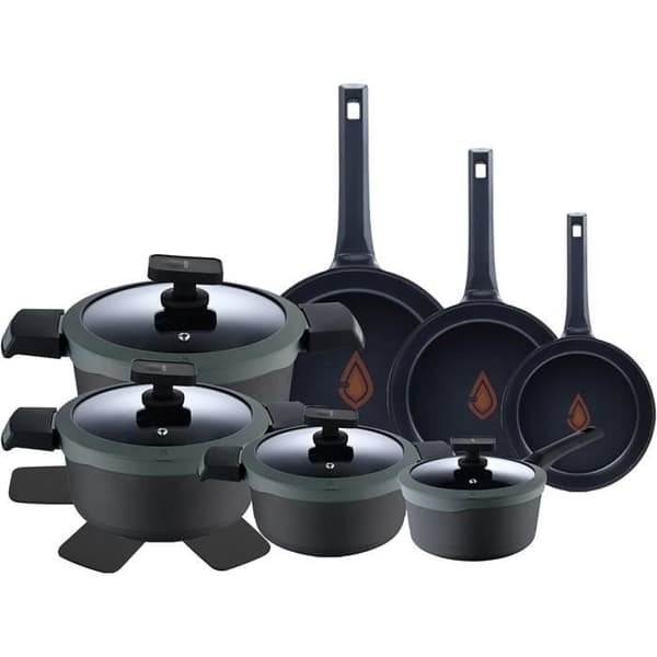 MasterPRO Gastro Reeco Set med 11 stekpannor och kastruller med lock i återvunnet aluminiumgjutning
