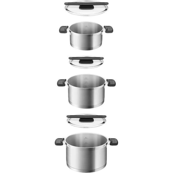 Tescoma Compact Set av grytor i rostfritt stål med non-stick beläggning och lock 6 delar
