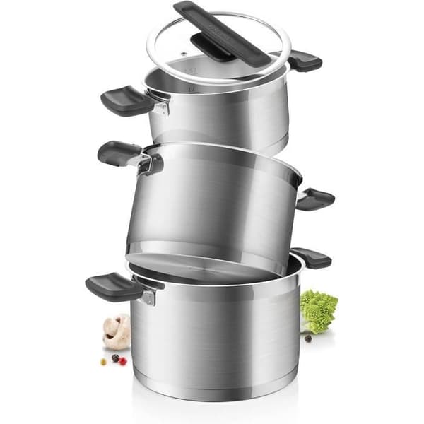 Tescoma Compact Set av grytor i rostfritt stål med non-stick beläggning och lock 6 delar