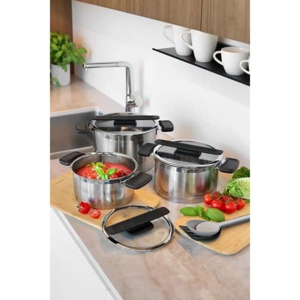Tescoma Compact Set av grytor i rostfritt stål med non-stick beläggning och lock 6 delar