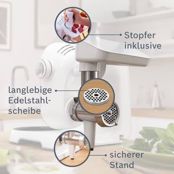 Köttkvarn för köksmaskin MUM5 - BOSCH - MUZ5FW1 - Perforerad skiva i rostfritt stål (diameter 4,5 mm)