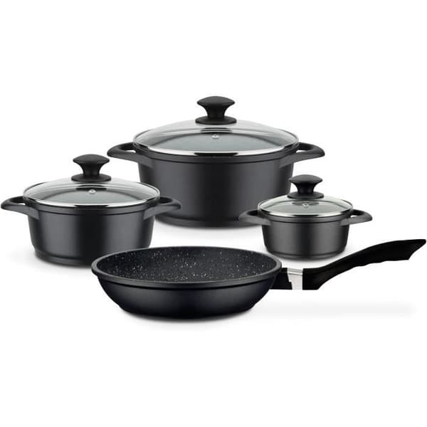 GSW Gourmet Granit Set med kastruller och stekpannor - Högkvalitativt aluminiumgjutning - Flerskikts non-stick beläggning - Finiti