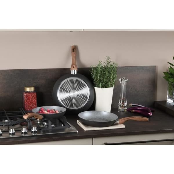 Tognana Great Stone, Batteri av kastruller och stekpannor, Set med 2 stekpannor, 3 kastruller, 3 genomskinliga lock, 8 delar, aluminium,