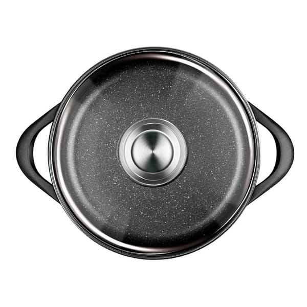 Induktionsgrytset 8 delar Aluminium Gjutjärn, 3 Kastruller, Lock Smile MGK-17 Svart 1004666