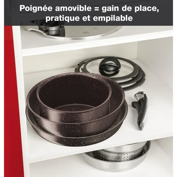 TEFAL L6789102 Ingenio Extreme 15-delade köksredskapsset - Brown Stone Effect - Tillverkad i Frankrike