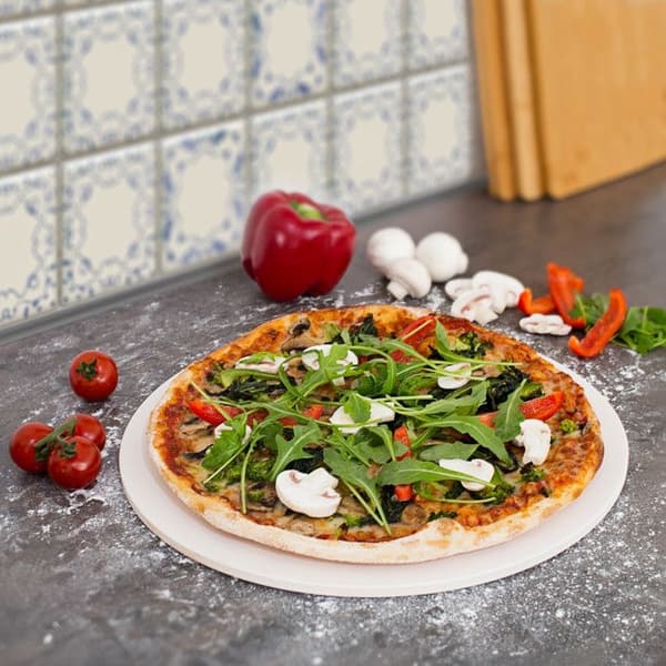 Relaxdays Pizzasten Diameter 33 cm Tjocklek; 1 cm Bakning Grillsten Köksredskap Bröd, beige