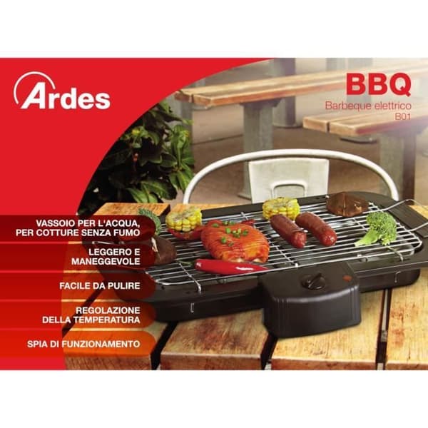Ardes bärbar elektrisk grill, 2200 W, svart - AR1B01