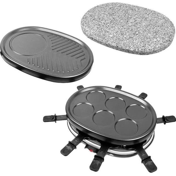 3 i 1 Raclette Set - LEOGREEN - Naturstensgrill - Komplett set med kokplattor