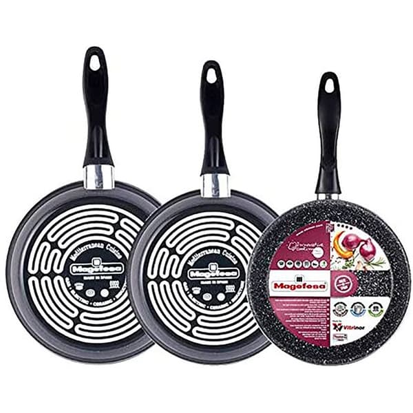 Set med 3 stekpannor 20-24-28 cm, induktion, sten non-stick utan PFOA Magefesa Gransasso grå 88244