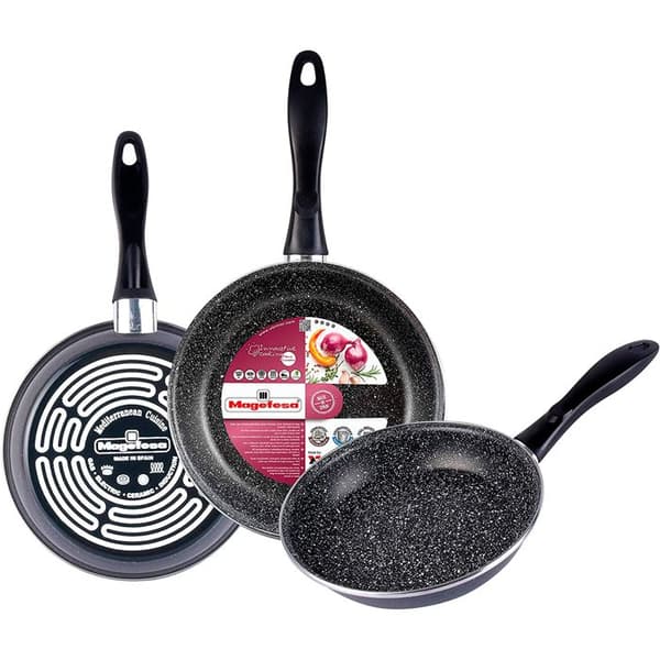 Set med 3 stekpannor 20-24-28 cm, induktion, sten non-stick utan PFOA Magefesa Gransasso grå 88244