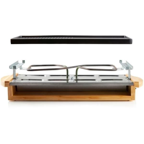 DOMO DO9246G - Bambu raclette-grillapparat - 1200W - 3 nivåer - 8 personer - Beständighet i rostfritt stål