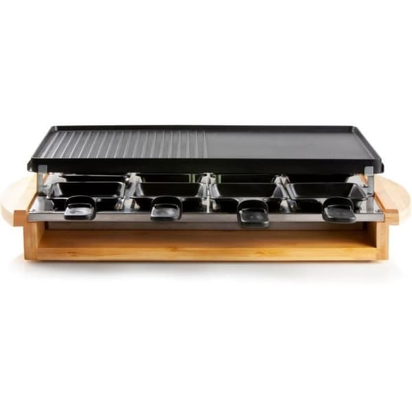 DOMO DO9246G - Bambu raclette-grillapparat - 1200W - 3 nivåer - 8 personer - Beständighet i rostfritt stål