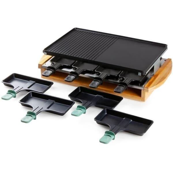 DOMO DO9246G - Bambu raclette-grillapparat - 1200W - 3 nivåer - 8 personer - Beständighet i rostfritt stål