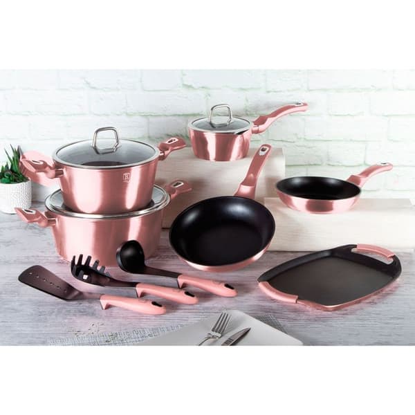 Induktionskokkärl 12 Delar Aluminium Non-stick Utan PFOA Berlinger Haus I-Rose Rosé 98151