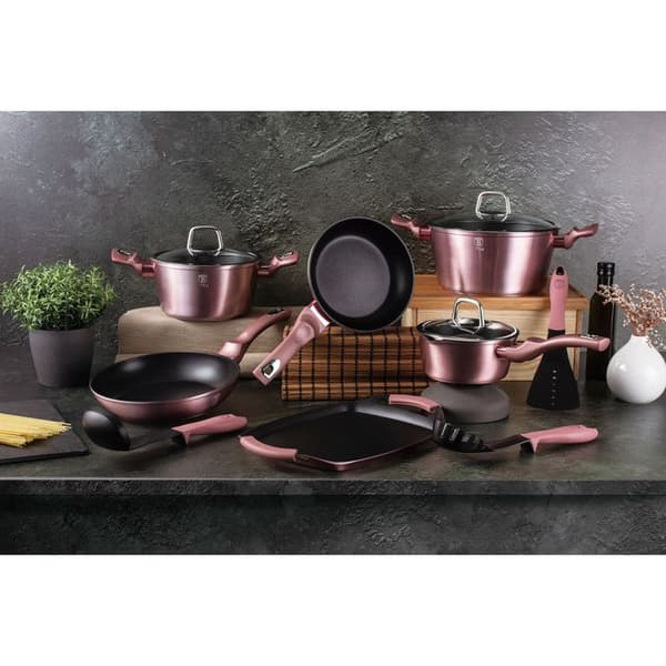 Induktionskokkärl 12 Delar Aluminium Non-stick Utan PFOA Berlinger Haus I-Rose Rosé 98151