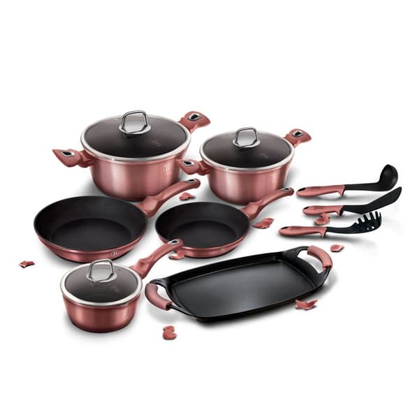 Induktionskokkärl 12 Delar Aluminium Non-stick Utan PFOA Berlinger Haus I-Rose Rosé 98151
