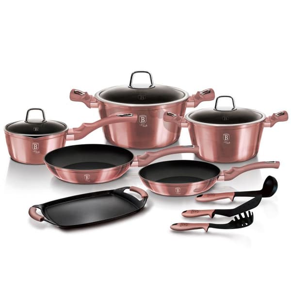 Induktionskokkärl 12 Delar Aluminium Non-stick Utan PFOA Berlinger Haus I-Rose Rosé 98151