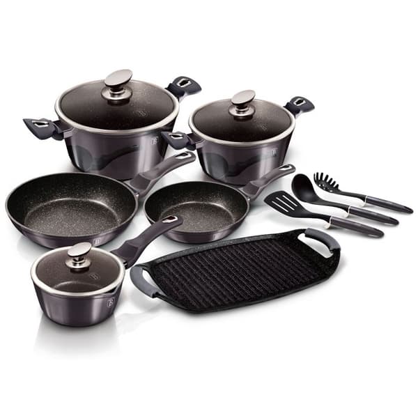 Induktionsgrytset 12 Delar Aluminium Non-Stick utan PFOA Berlinger Haus Carbon Pro Grå 21457