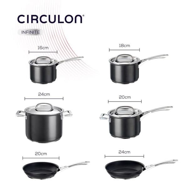 Meyer Kökskärl Set - 61105 - Circulon Infinite Anodiserad Kökskärl Set, 6-delad
