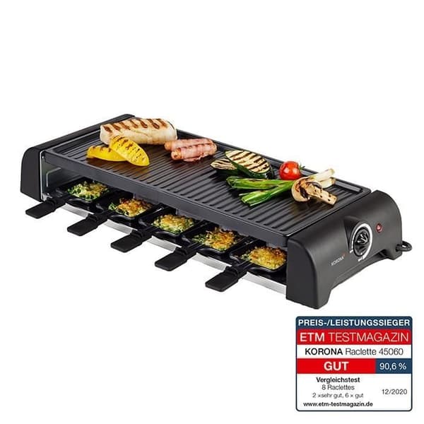 Raclette Grill för 10 personer - KORONA - 45060 - Avtagbar grillplatta - Non-stick beläggning
