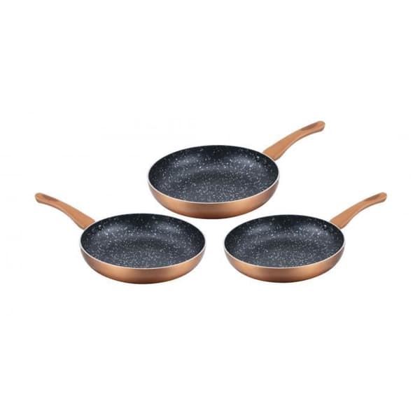 Set med Cenocco CC-2001 stenstekpannor - 3 delar - Alla värmekällor inklusive induktion - Non-stick - Orange
