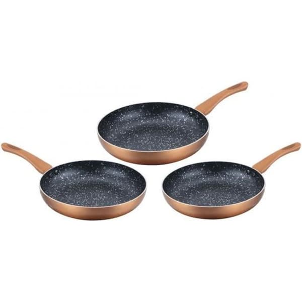 Set med Cenocco CC-2001 stenstekpannor - 3 delar - Alla värmekällor inklusive induktion - Non-stick - Orange