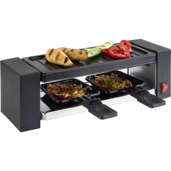 Korona 45080 Raclette Grill för 2 personer - bordsgrill med 2 stekpannor och 2 spatlar - avtagbar grill