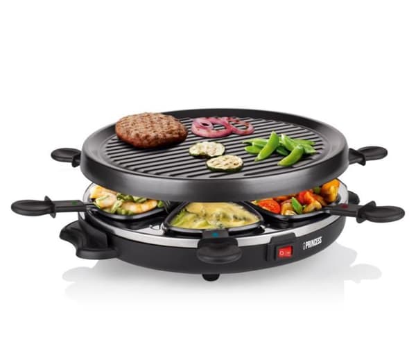 Raclette/Grill - PRINCESS - 6 stekpannor - Avtagbar grillplatta - 800 W
