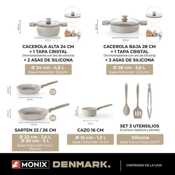 MONIX Danmark | Kökset med 10 delar, aluminium med non-stick beläggning, alla värmekällor inklusive induktion