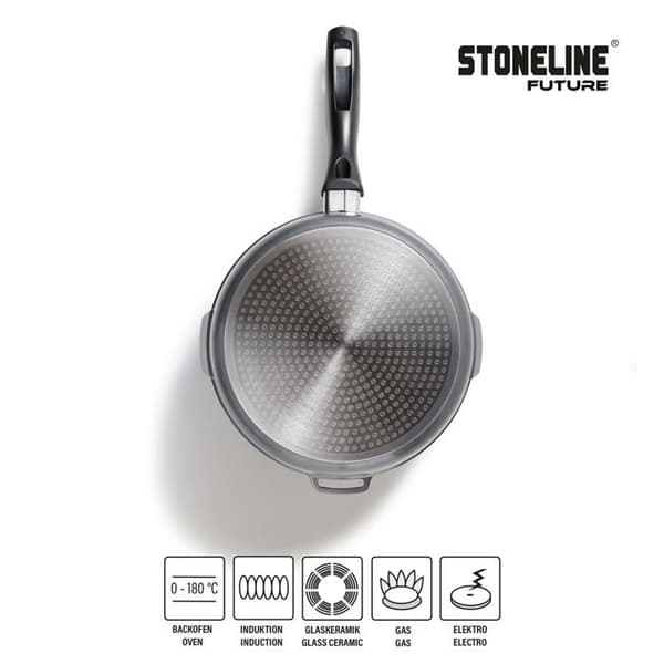 STONELINE® FUTURE Kokkärlsset 8 st - med glaslock med silfunktion - Non-stick beläggning - Induktion